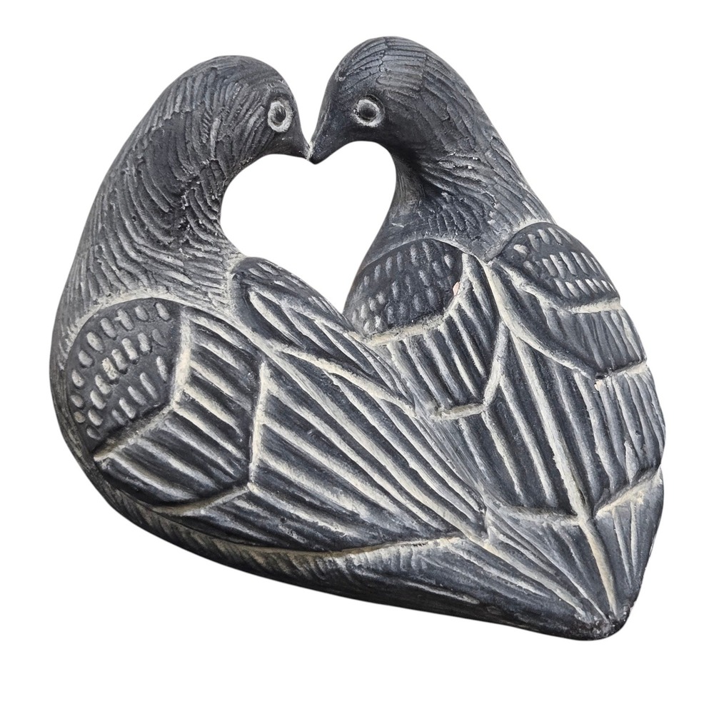 Louise Shattuck Heart Lovebirds Austin Sculpture Dove Figurine 1980s Durastone
